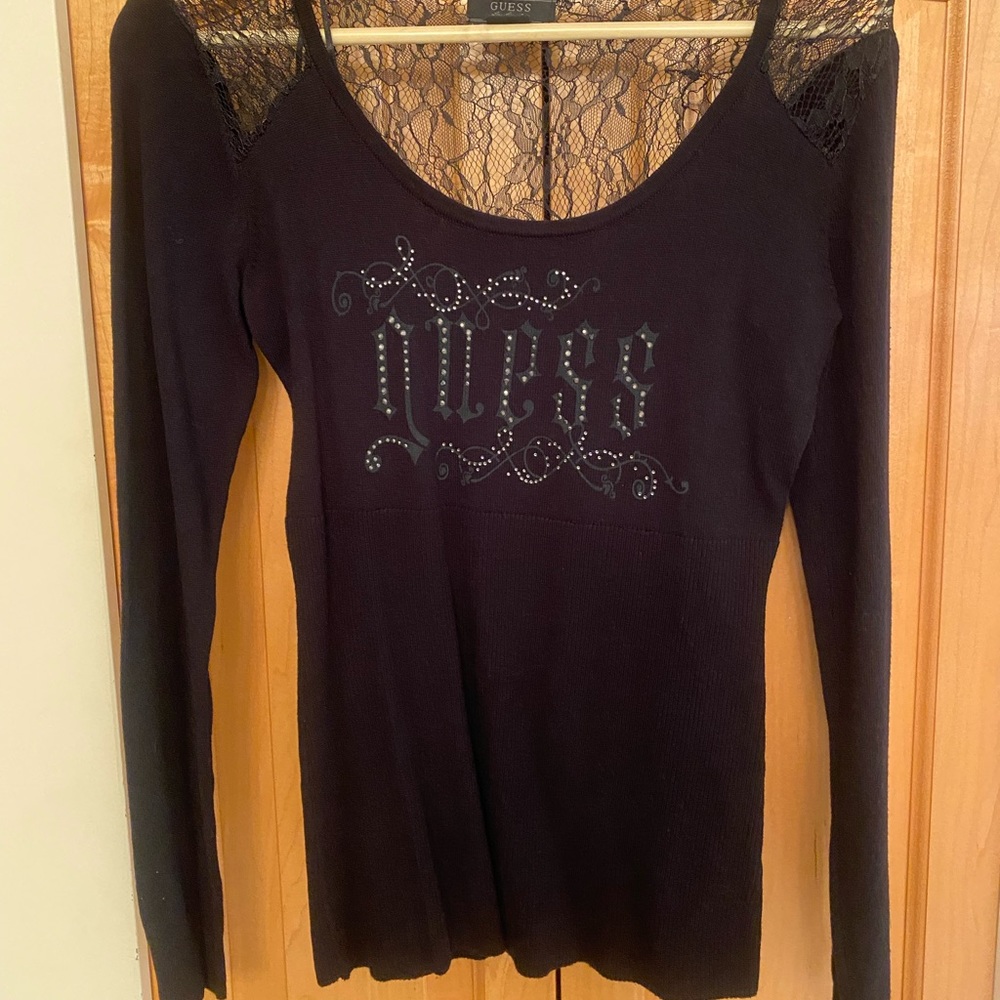 Guess black lace sweater
